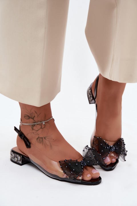 Women's Transparent Sandals With Bow D&A MR61-9001 Black