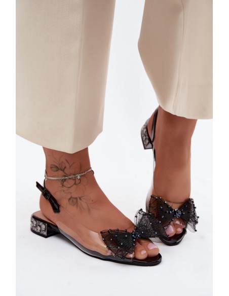 Women's Transparent Sandals With Bow D&A MR61-9001 Black