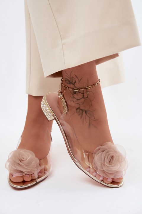 Women's Transparent Sandals With Rose D&A MR61-9003 Gold