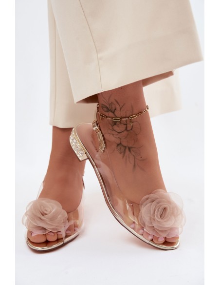 Women's Transparent Sandals With Rose D&A MR61-9003 Gold