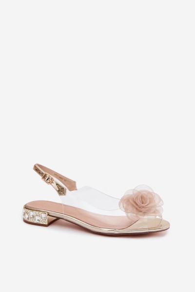 Women's Transparent Sandals With Rose D&A MR61-9003 Gold 2