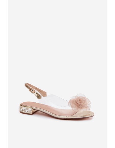 Women's Transparent Sandals With Rose D&A MR61-9003 Gold