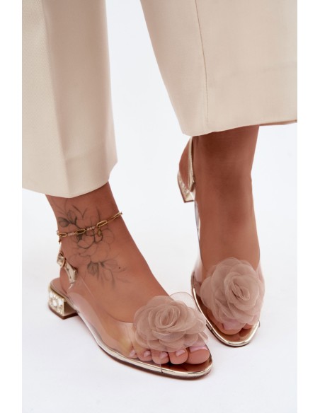 Women's Transparent Sandals With Rose D&A MR61-9003 Gold