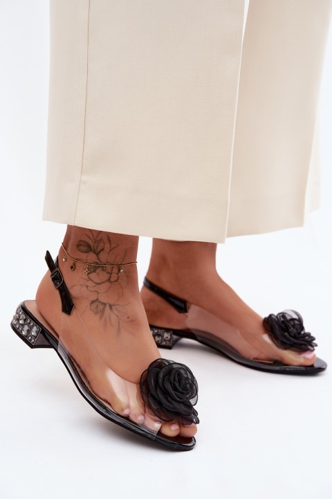 Women's Transparent Sandals With Rose D&A MR61-9003 Black