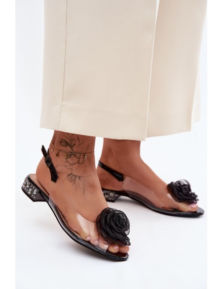 Women's Transparent Sandals With Rose D&A MR61-9003 Black
