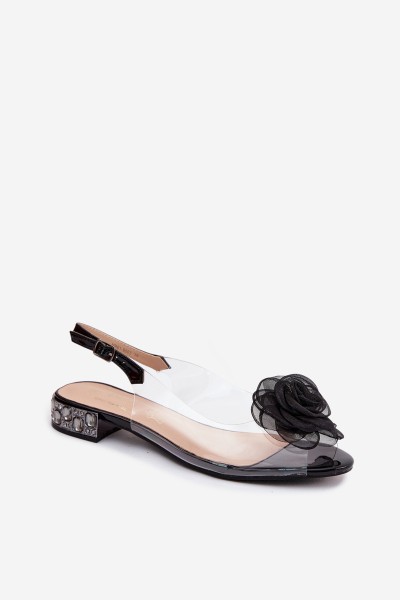 Women's Transparent Sandals With Rose D&A MR61-9003 Black 2