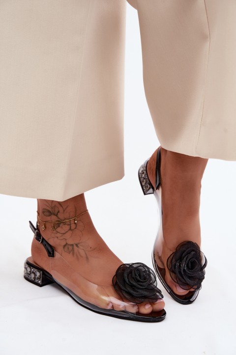 Women's Transparent Sandals With Rose D&A MR61-9003 Black