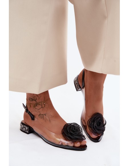 Women's Transparent Sandals With Rose D&A MR61-9003 Black