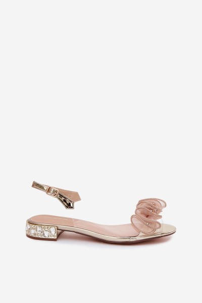 Women's Transparent Sandals with Crystals Gold D&A MR61-9002 2
