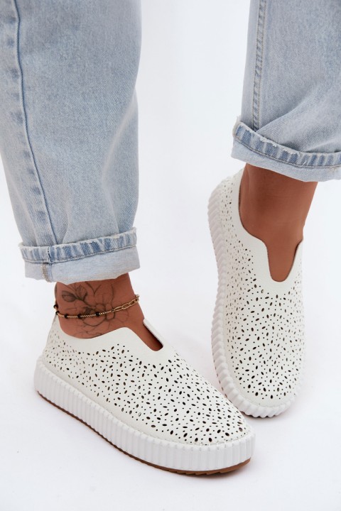 Open Slip-On Platform Shoes White Glamma