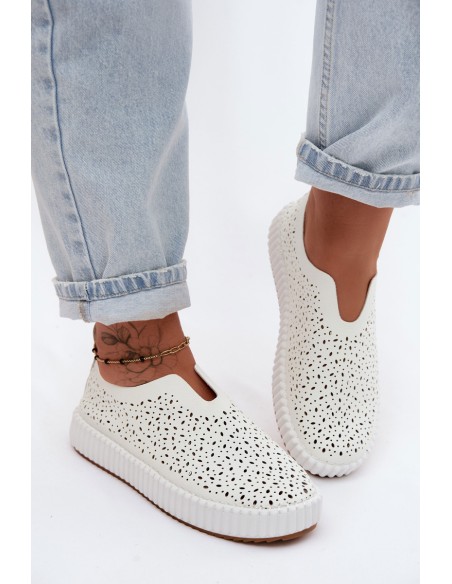 Open Slip-On Platform Shoes White Glamma