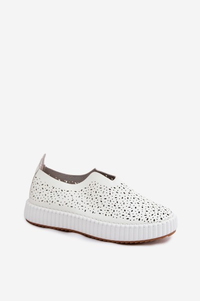 Open Slip-On Platform Shoes White Glamma 2