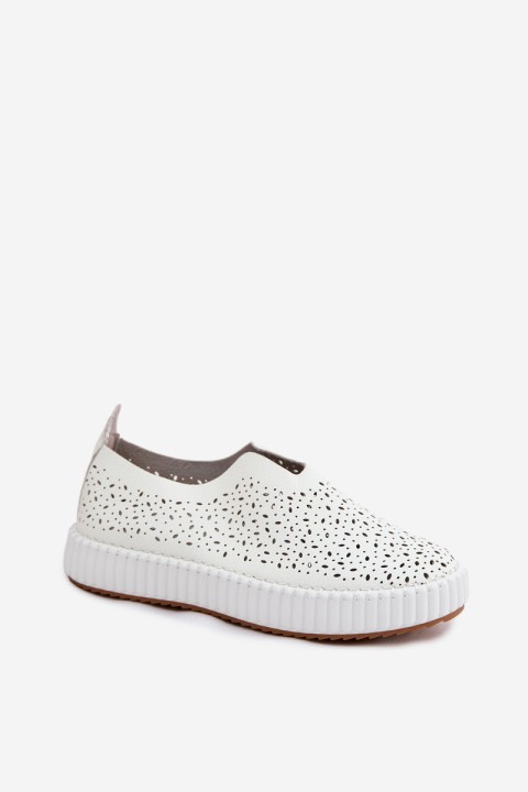 Open Slip-On Platform Shoes White Glamma