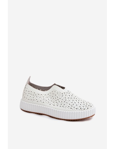 Open Slip-On Platform Shoes White Glamma