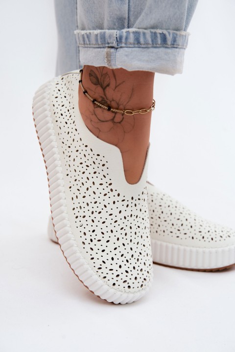 Open Slip-On Platform Shoes White Glamma