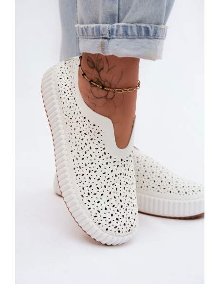 Open Slip-On Platform Shoes White Glamma