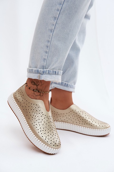 Open Slip-on Platform Shoes Gold Glamma