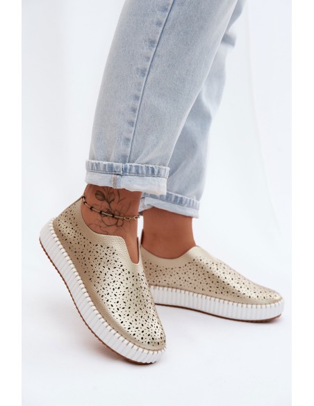 Open Slip-on Platform Shoes Gold Glamma