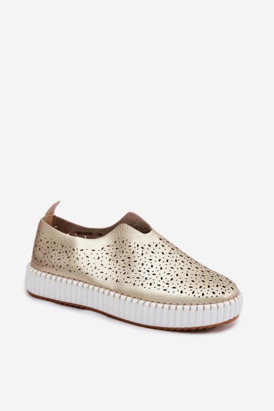 Open Slip-on Platform Shoes Gold Glamma 2