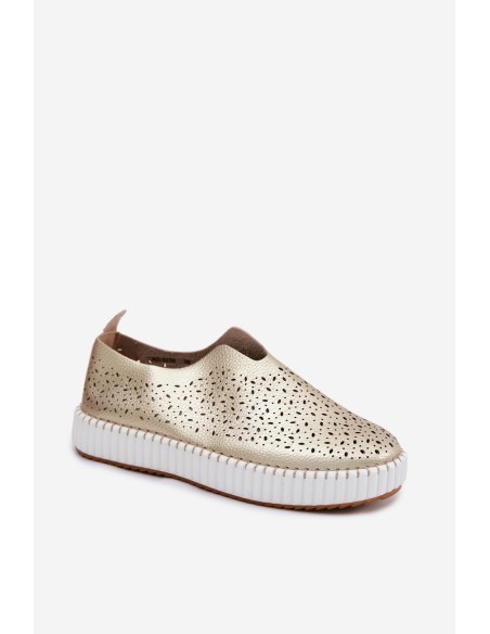 Open Slip-on Platform Shoes Gold Glamma