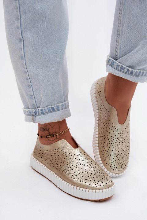 Open Slip-on Platform Shoes Gold Glamma