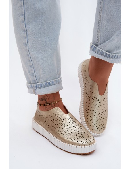 Open Slip-on Platform Shoes Gold Glamma