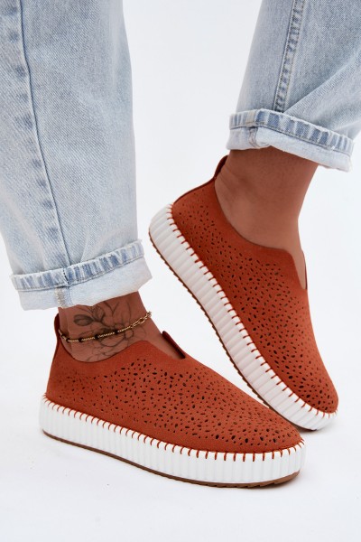 Open Slip-On Platform Shoes Orange Glamma