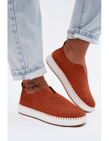 Open Slip-On Platform Shoes Orange Glamma