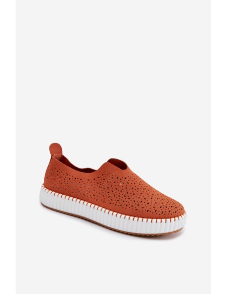 Open Slip-On Platform Shoes Orange Glamma