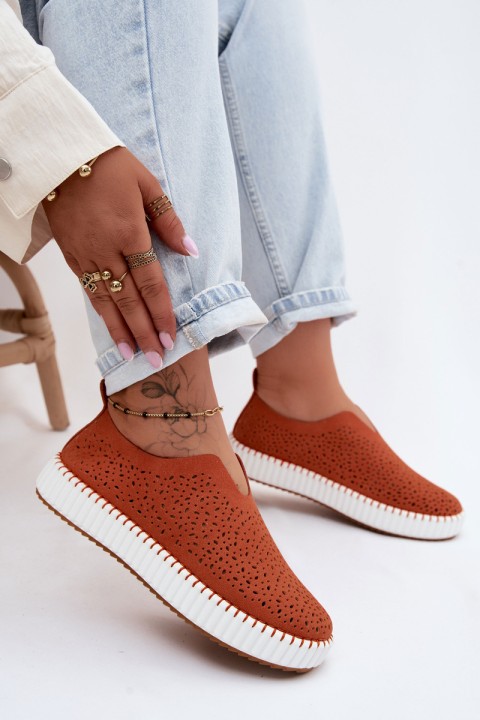 Open Slip-On Platform Shoes Orange Glamma