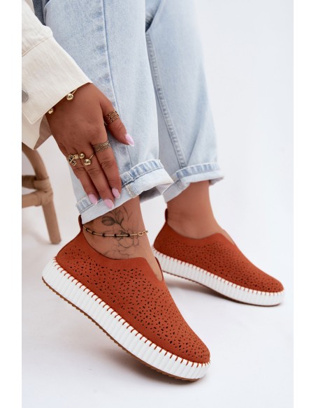 Open Slip-On Platform Shoes Orange Glamma