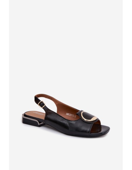 Women's Flat Heel Sandals With Decoration Black Glima