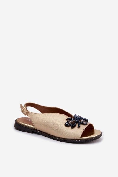Shiny Women's Flat Gold Decor Sandals Russona 2