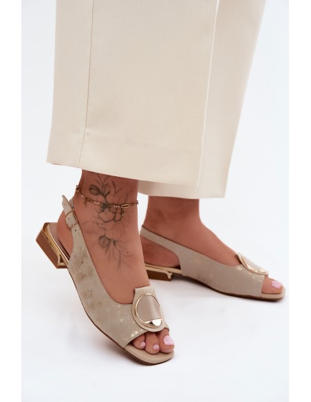 Women's Flat Heeled Sandals With Gold Embellishment Glima