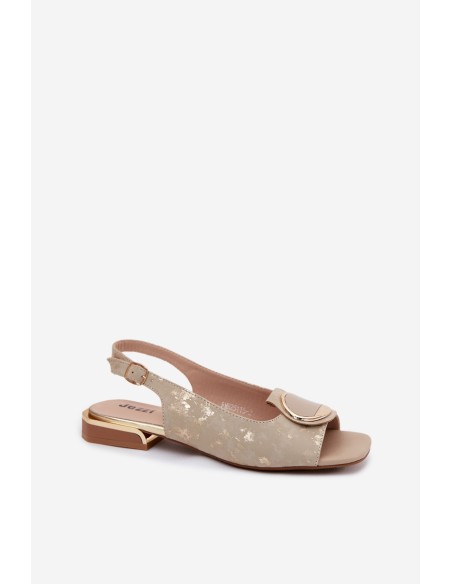 Women's Flat Heeled Sandals With Gold Embellishment Glima