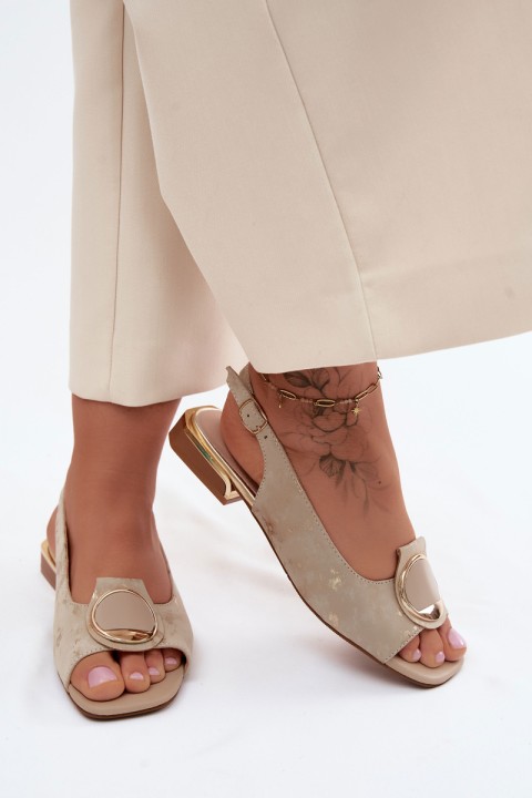 Women's Flat Heeled Sandals With Gold Embellishment Glima