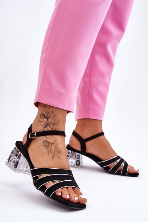 Suede Sandals With Crystals black Callan