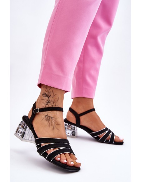 Suede Sandals With Crystals black Callan