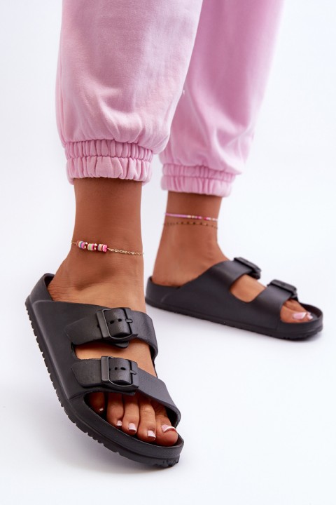 Women's Foam Flip-Flops with Buckles Black Luciene