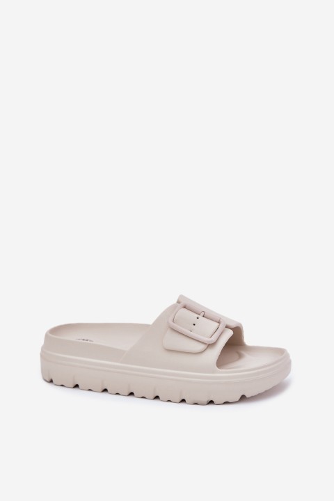 Women's Foam Platform Sandals With Buckle Beige Viasara