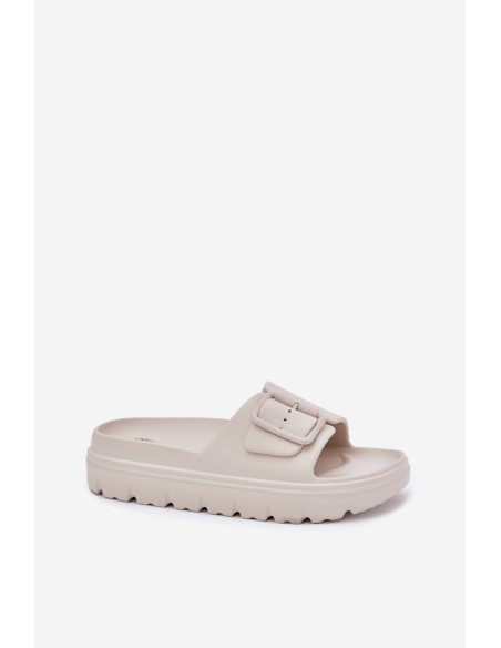 Women's Foam Platform Sandals With Buckle Beige Viasara