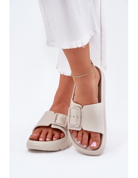 Women's Foam Platform Sandals With Buckle Beige Viasara