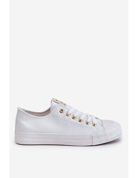 Women's Classic Sneakers White And Gold Ecoma
