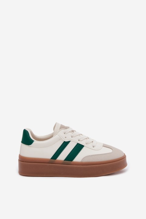 Women's Platform Sneakers Made of Eco Leather White-Green Elaraven