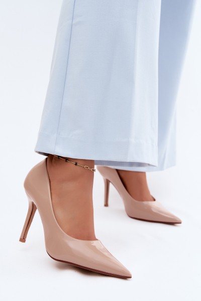Classic Patent Leather Heels From Faux Leather Beige Odira