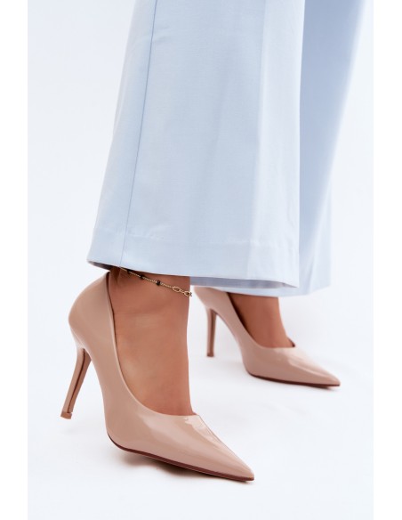 Classic Patent Leather Heels From Faux Leather Beige Odira