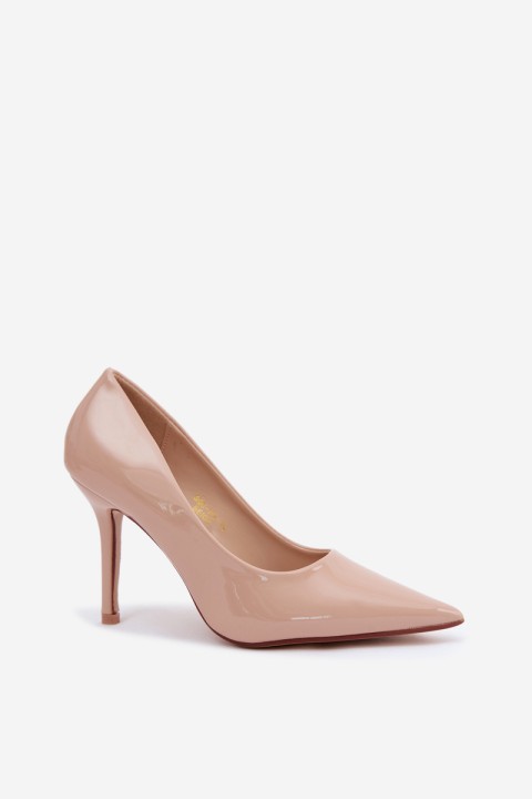 Classic Patent Leather Heels From Faux Leather Beige Odira