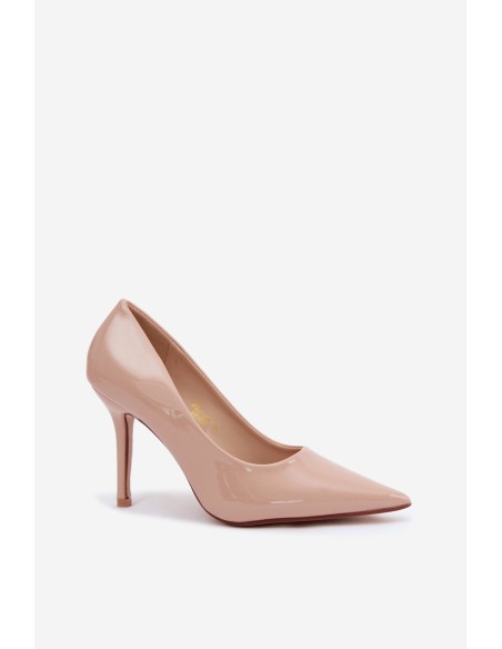 Classic Patent Leather Heels From Faux Leather Beige Odira