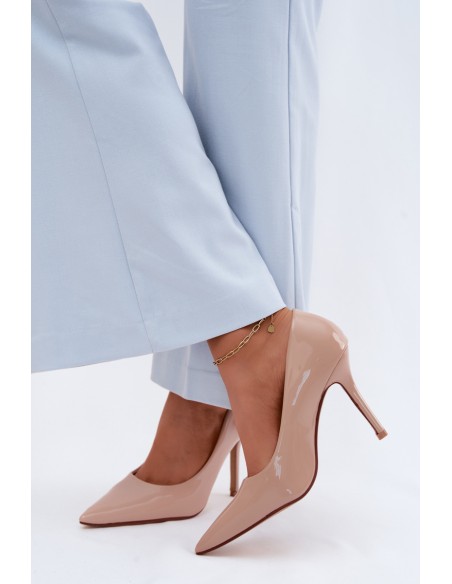 Classic Patent Leather Heels From Faux Leather Beige Odira