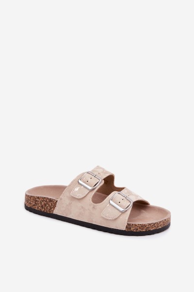 Women's Cork Heeled Sandals With Straps Beige-Gold Vivio 2